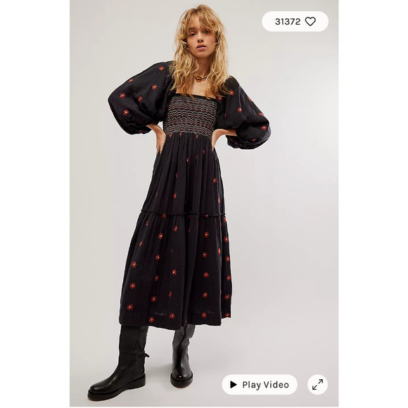 chiffon evening dress Floral Applique Lantern Sleeve Chiffon Formal Dress  Elonnashop